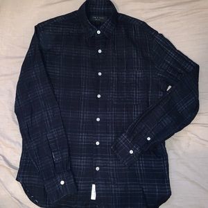 Rag and Bone navy plaid shirt size S